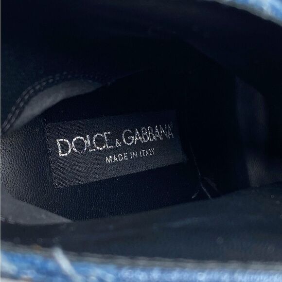 DOLCE & GABBANA Patchwork denim ankle boots with rhinestone buckle - Picture 11 of 16